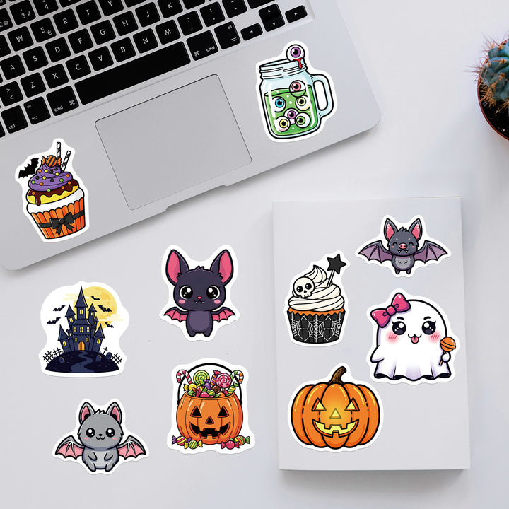 Kawaii Halloween Vinyl Sticker Set Waterproof, removable sticker pack for laptop, scrapbooking and gift decoration