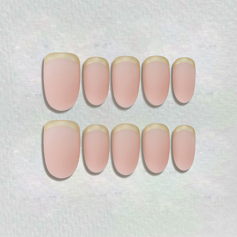 Elegant French Tip Press-On Nails with Metallic Accents Kalsten