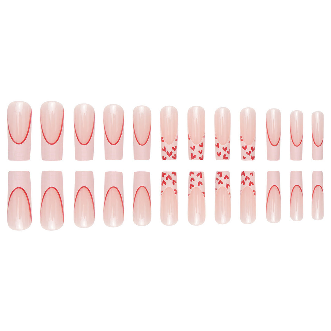 Romantic Heart-Accent Press-On Nail Set Kalsten