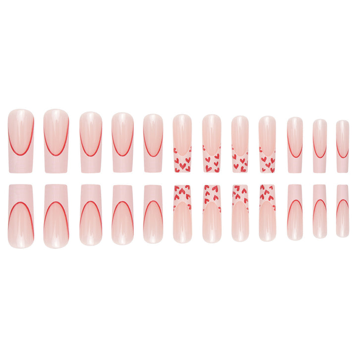 Romantic Heart-Accent Press-On Nail Set Kalsten