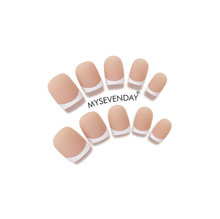 Matte French Tip Press-On Nail Set Kalsten