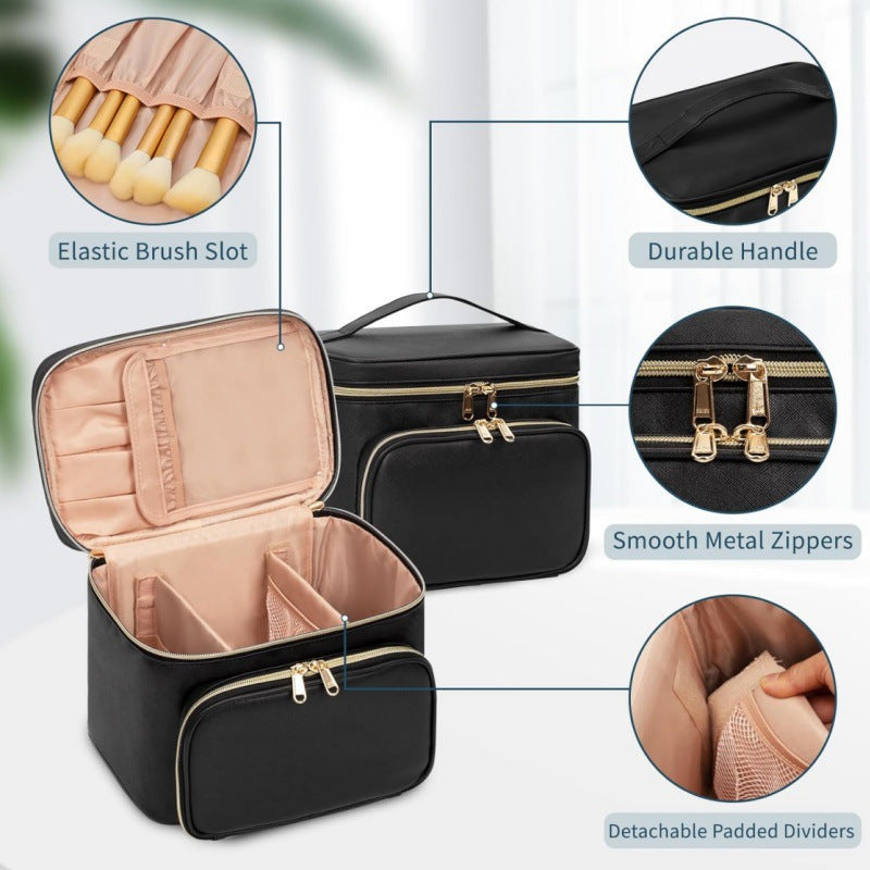 Cosmetic organizer bag with multiple compartments and insulating interior Kalsten