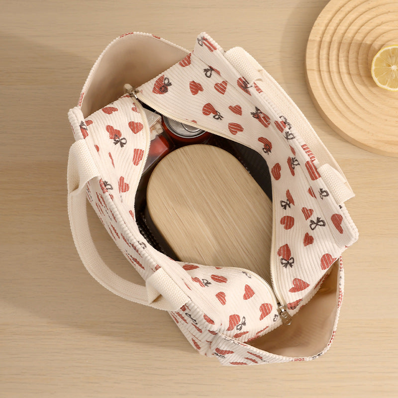 Insulated Heart Print Lunch Tote Kalsten