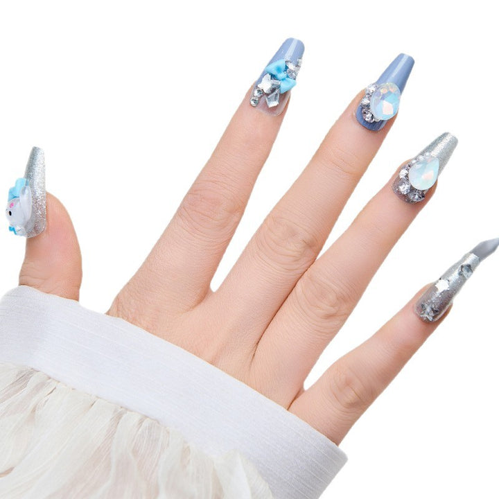 Creative artificial nails with 3D design and glitter accents Kalsten