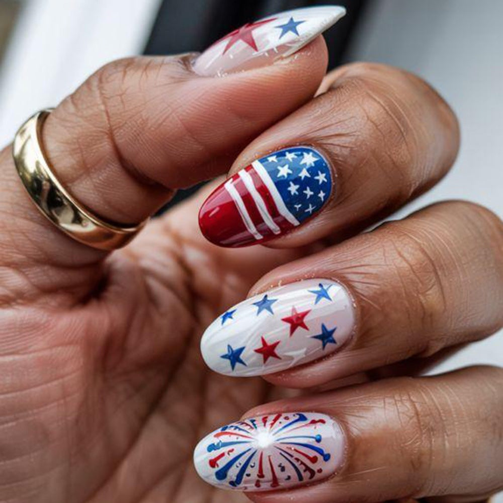 Creative artistic nails with patriotic motifs Kalsten
