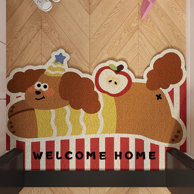 Playful Dog-Themed Welcome Mat