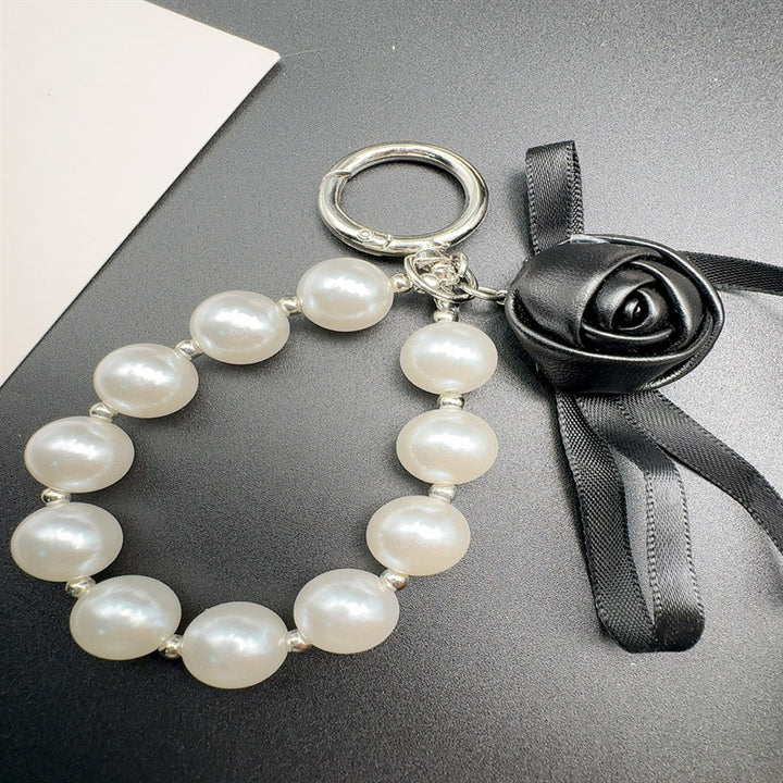 Elegant Pearl and Leather Charm Keychain Kalsten