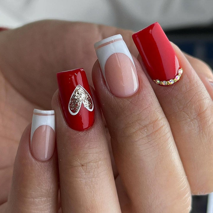Elegant Heart-Embellished Nail Art Set Kalsten