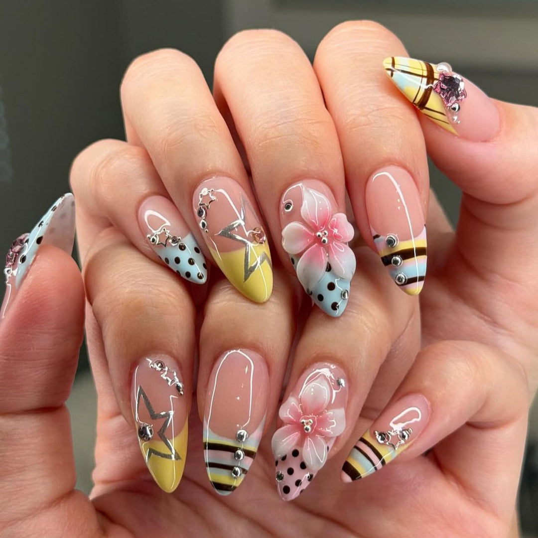 Floral Decorative Acrylic Nail Art Enhancements Kalsten