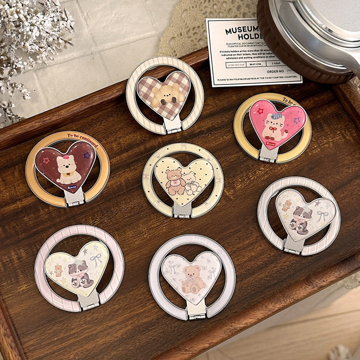 Hand mirror in heart-shaped design with cute bear motif Kalsten