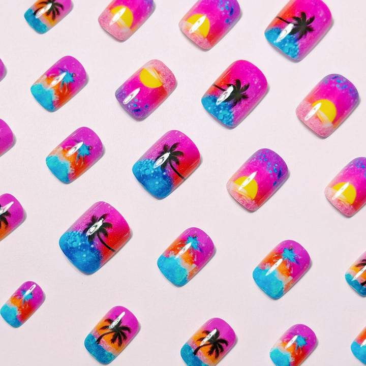 Artificial nails with luminous sunset design Kalsten