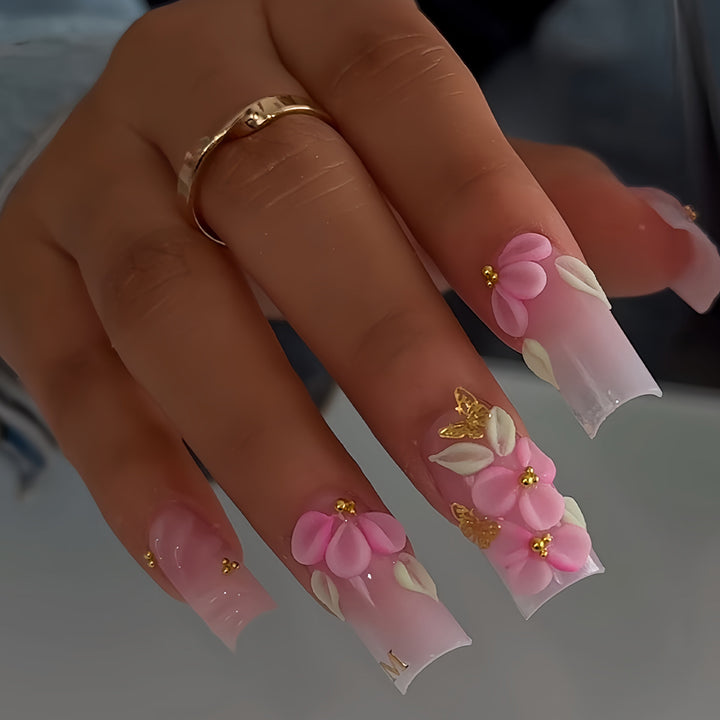 3D Floral Design Press-On Nail Set Kalsten