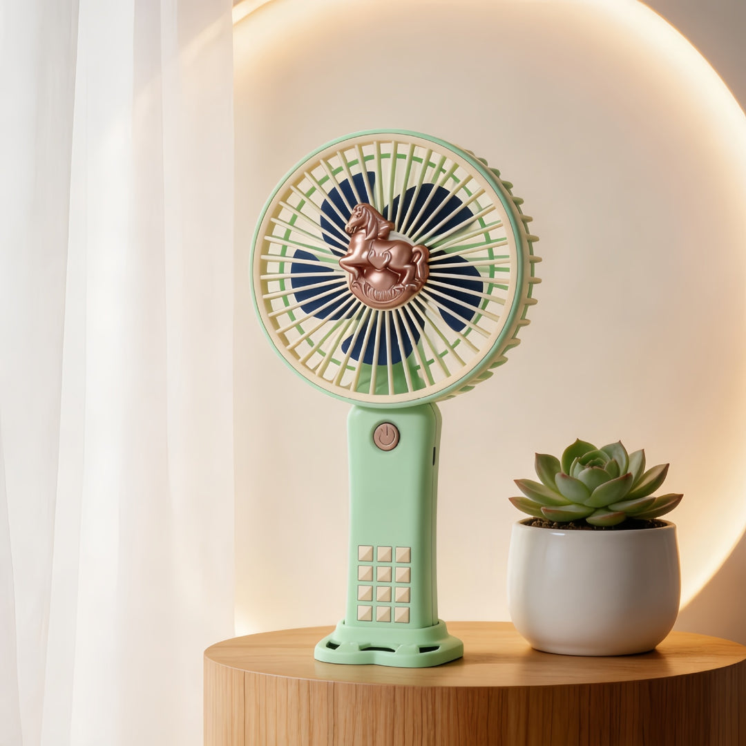 Portable handheld fan with nostalgic horse motif Kalsten
