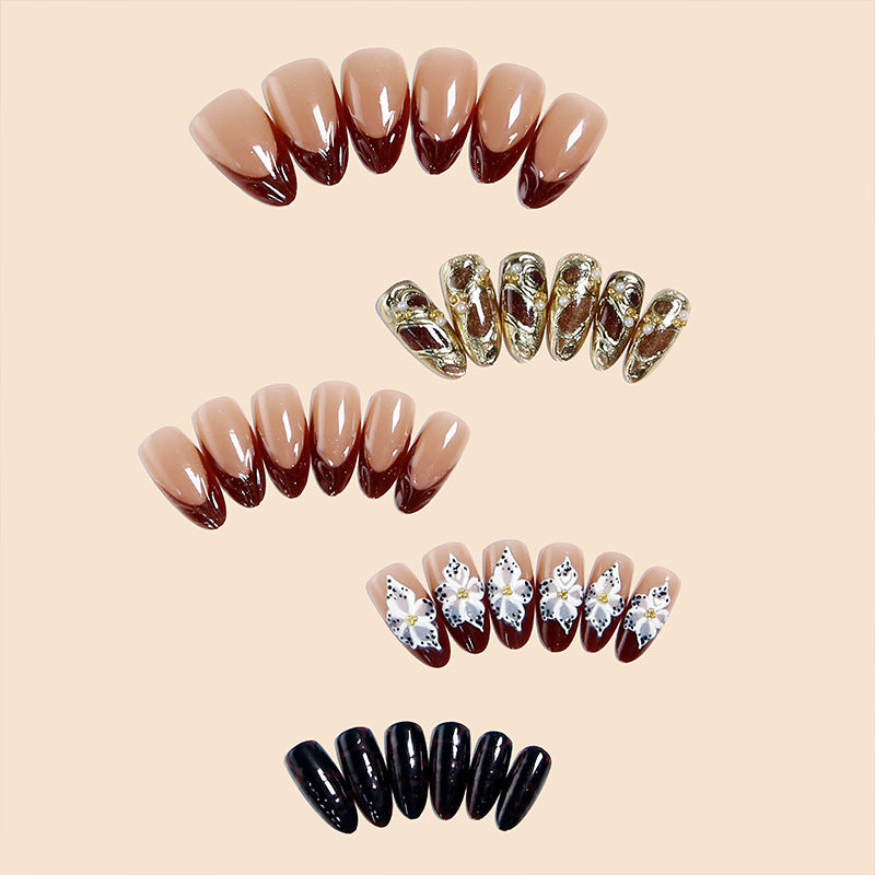 Exquisite artificial nails with 3D flower decoration Kalsten