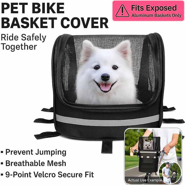 front-mounted pet bike basket with breathable mesh canopy reflective trim and secure strap system Kalsten