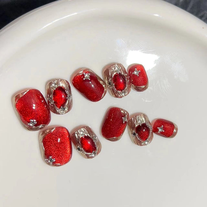 Glamorous Press-On Nail Set with Rhinestone Accents Kalsten