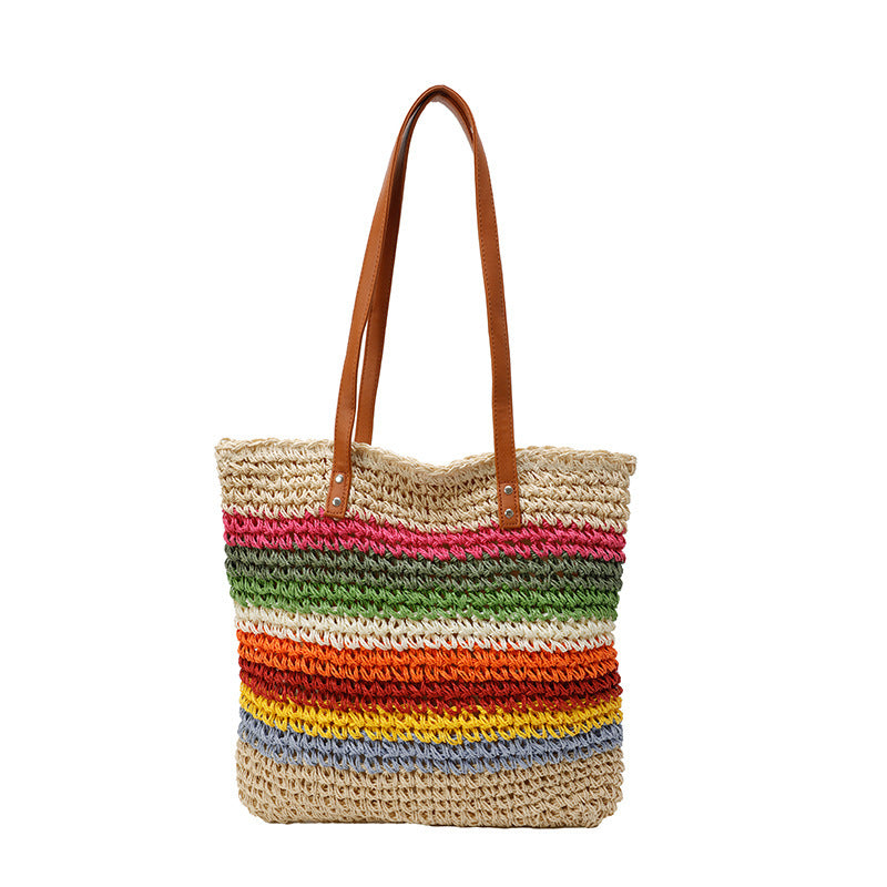 Handmade beach bag with colorful striped pattern Kalsten