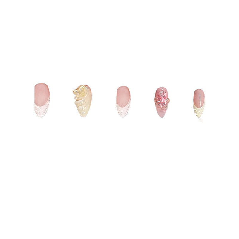 Decorative Stiletto Press-On Nail Art with Floral Accents Kalsten