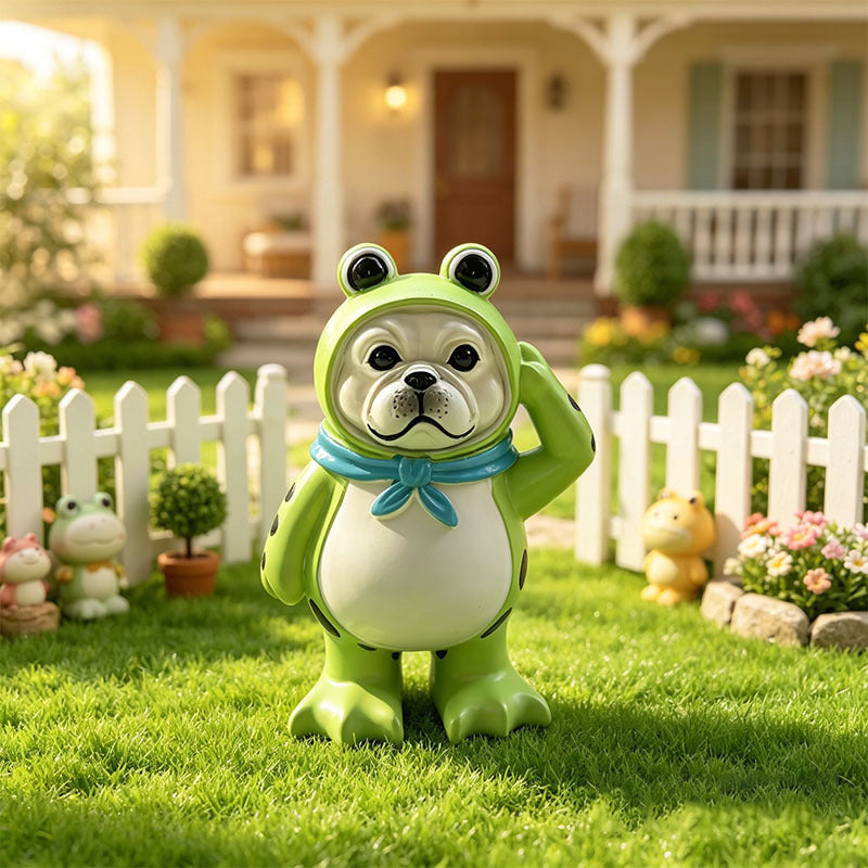 Decorative dog figure with frog motif Kalsten