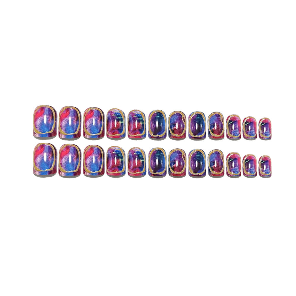 Glamorous artificial nail design with metallic edge Kalsten