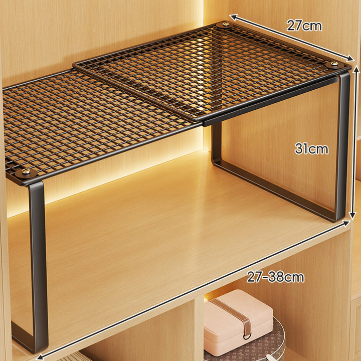 Adjustable Expandable Mesh Closet Shelf Riser with Sturdy U-Leg Support