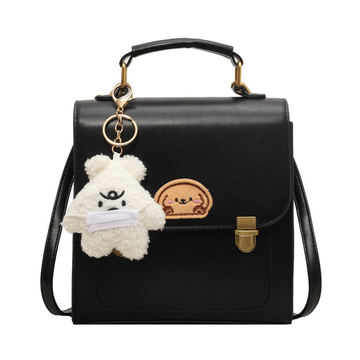 Playful Cartoon-Embroidered Satchel Bag Kalsten