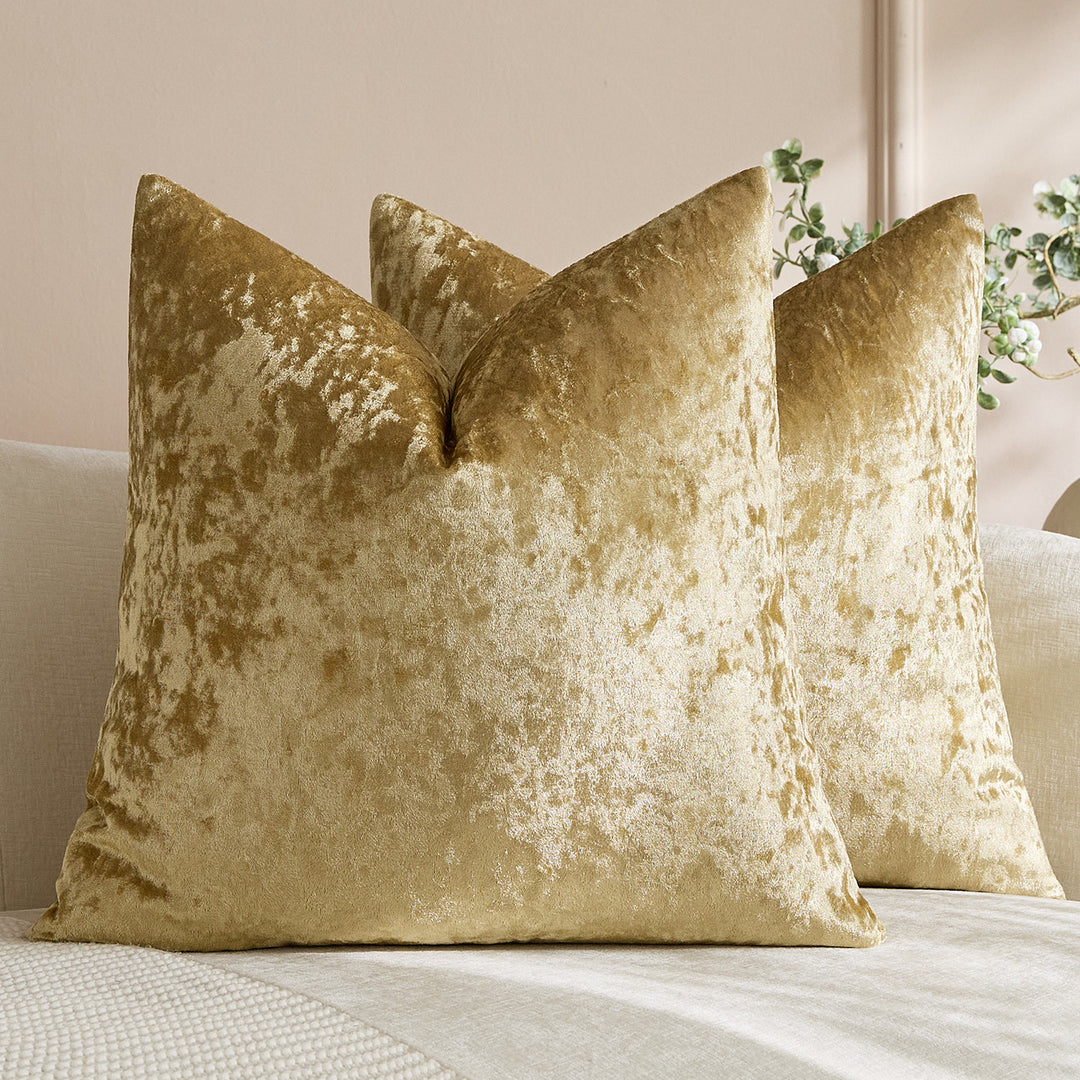 Square Crushed Velvet Decorative Throw Pillow Covers with Hidden Zipper