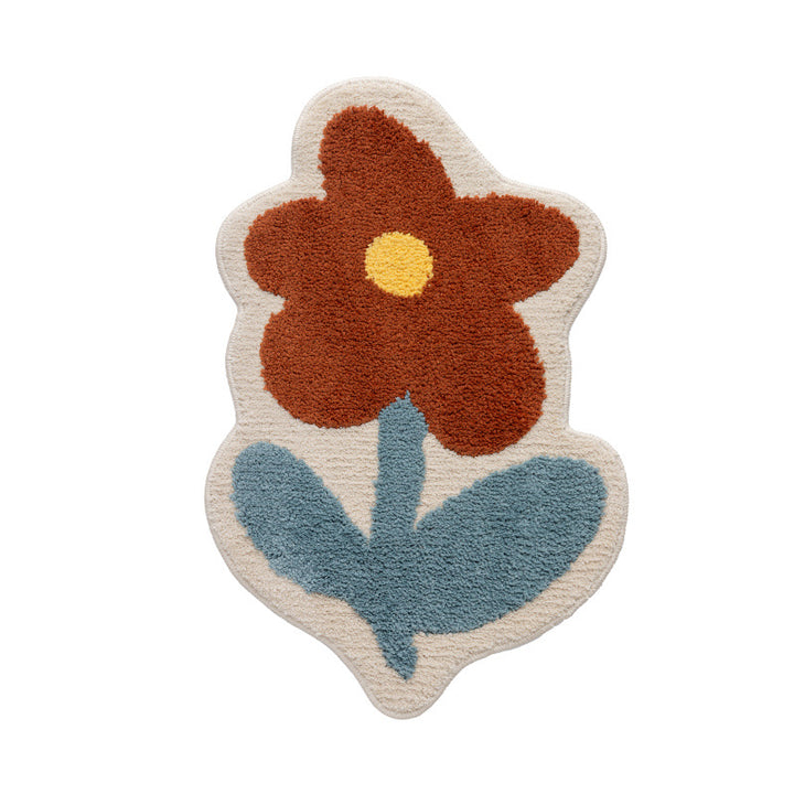 Flower-shaped hand-tufted bath mat with voluminous pile and non-slip latex backing Kalsten