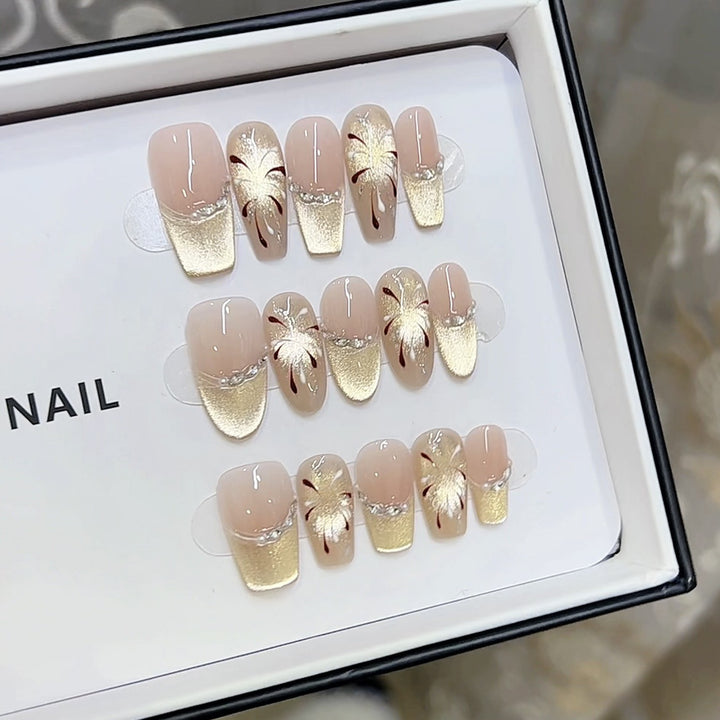 Artistic Floral Pattern Press-On Nail Set Kalsten