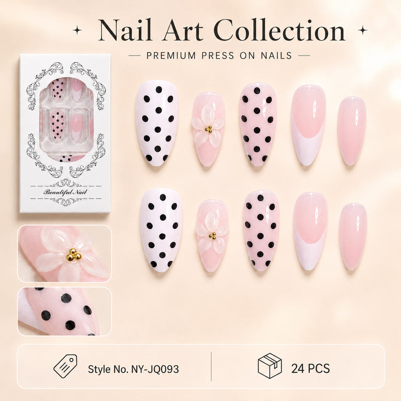 Premium Nail Design with Dots and Flowers Kalsten