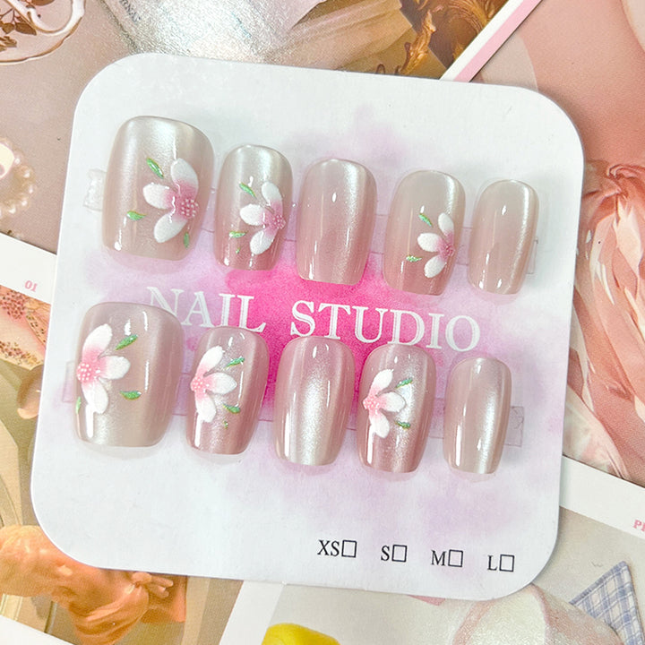 High-quality artificial nails with floral decorations Kalsten
