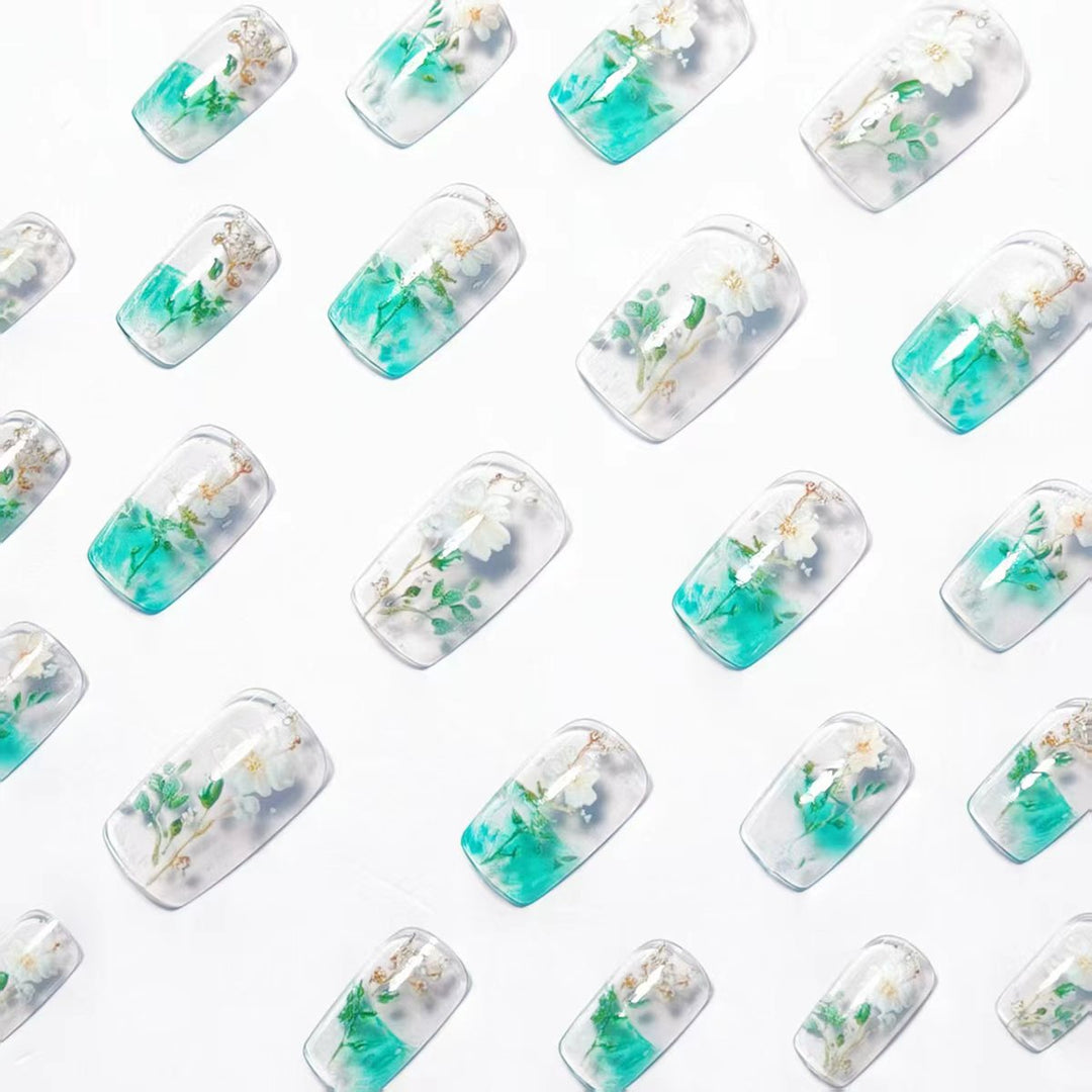 Floral Encased Gel Nail Art Kalsten