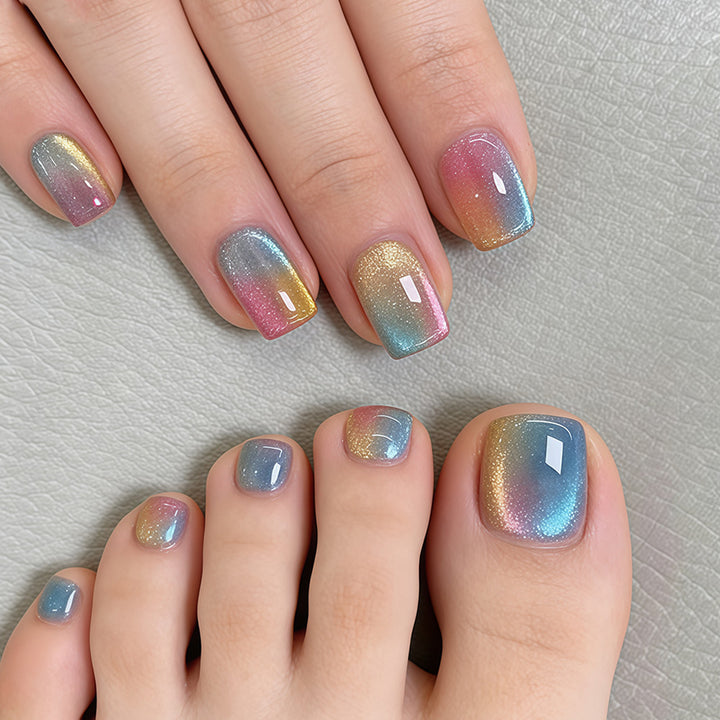 Artificial Nail Set with Shimmering Ombre Effect Kalsten