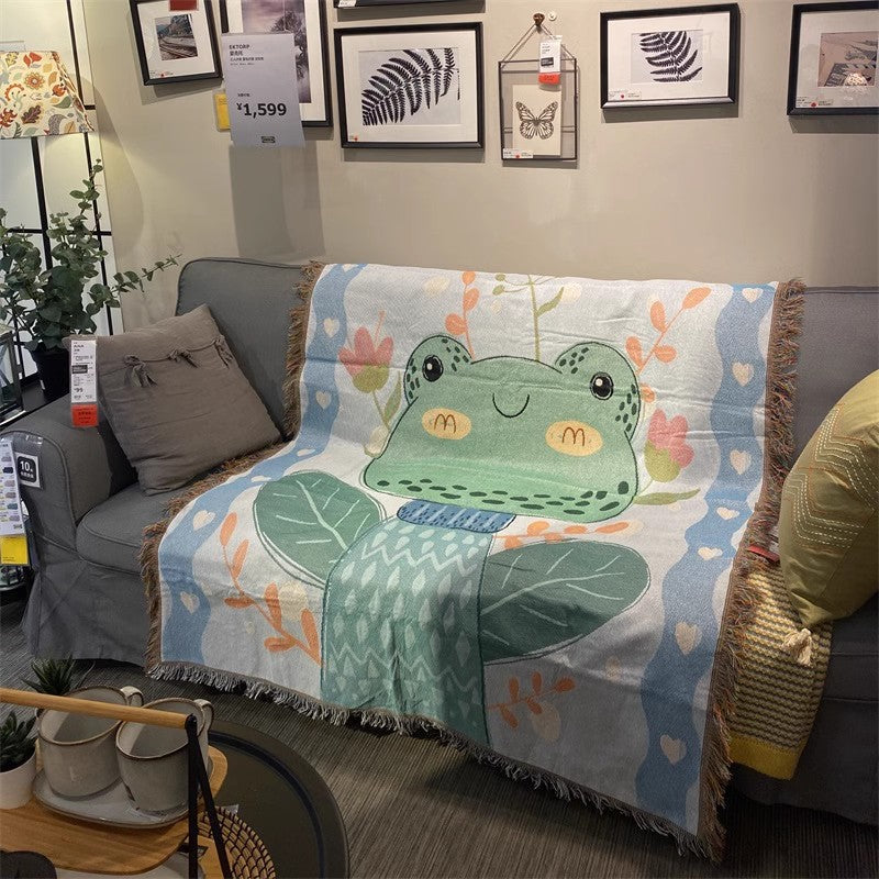 Whimsical Frog Patterned Throw Blanket
