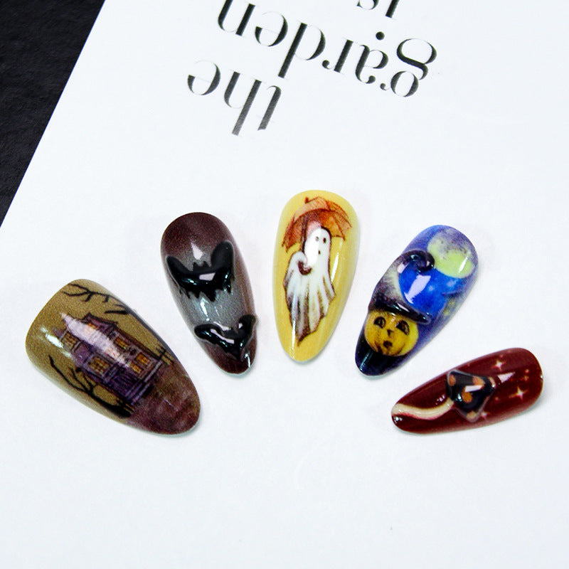 Halloween Art Nail Set with Creative Ghost, Pumpkin, and Animal Designs Kalsten