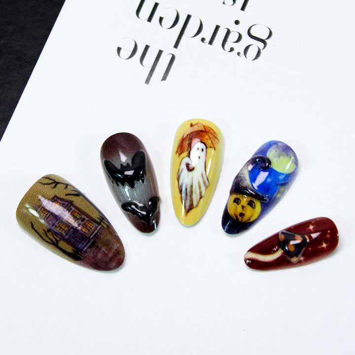 Halloween Art Nail Set with Creative Ghost, Pumpkin, and Animal Designs Kalsten