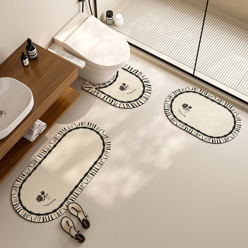 Elegant Floral Design Bath Mat Set Kalsten