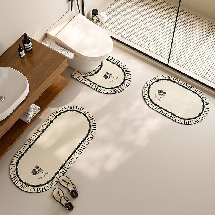 Elegant Floral Design Bath Mat Set Kalsten