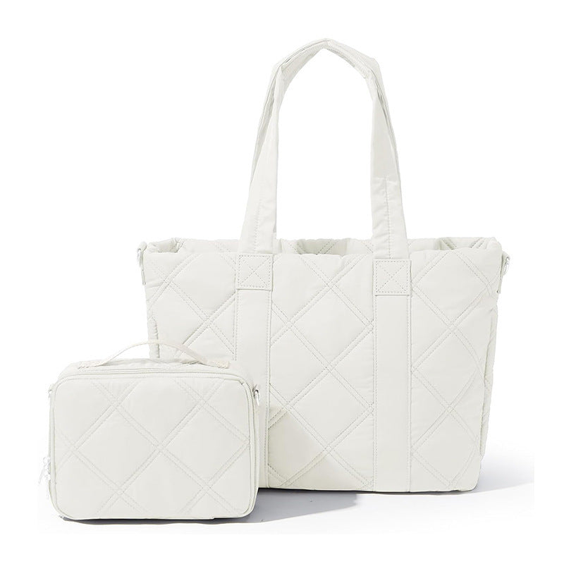 Elegant and Versatile Fabric Handbag with Detachable Cosmetic Bag Kalsten