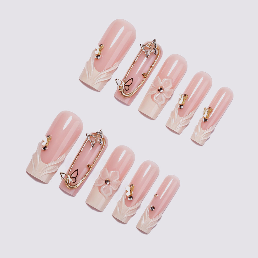Artistic 3D Floral Press-On Nail Art Set kalsten