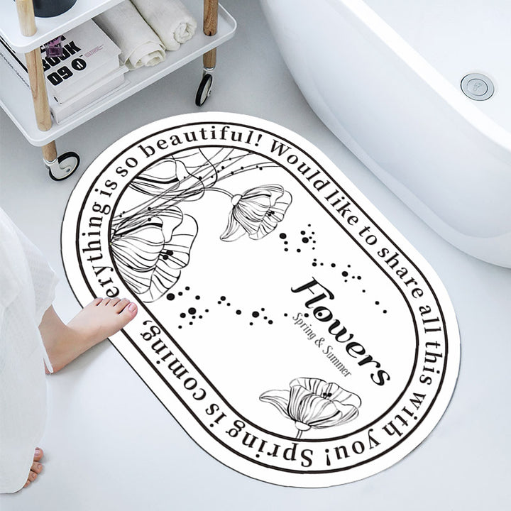 Floral-Themed Bathroom Mat