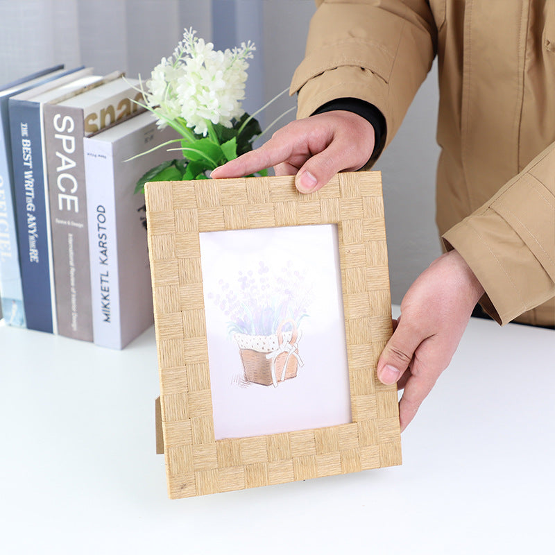 Rustic Frame Made of Woven Rattan Kalsten
