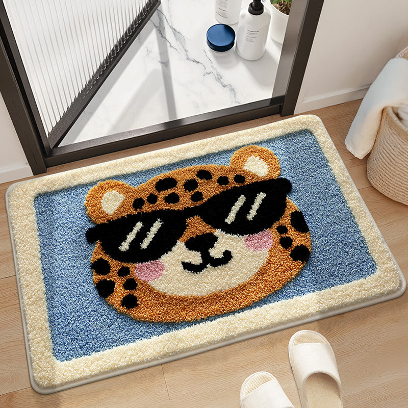 Playful Leopard Face Bathroom Mat