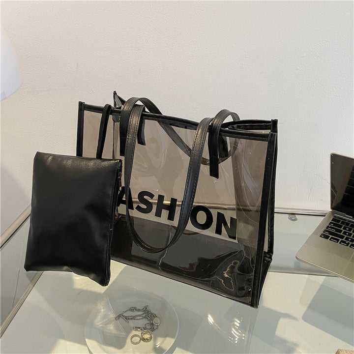 Modern Transparent Tote Bag with Pouch