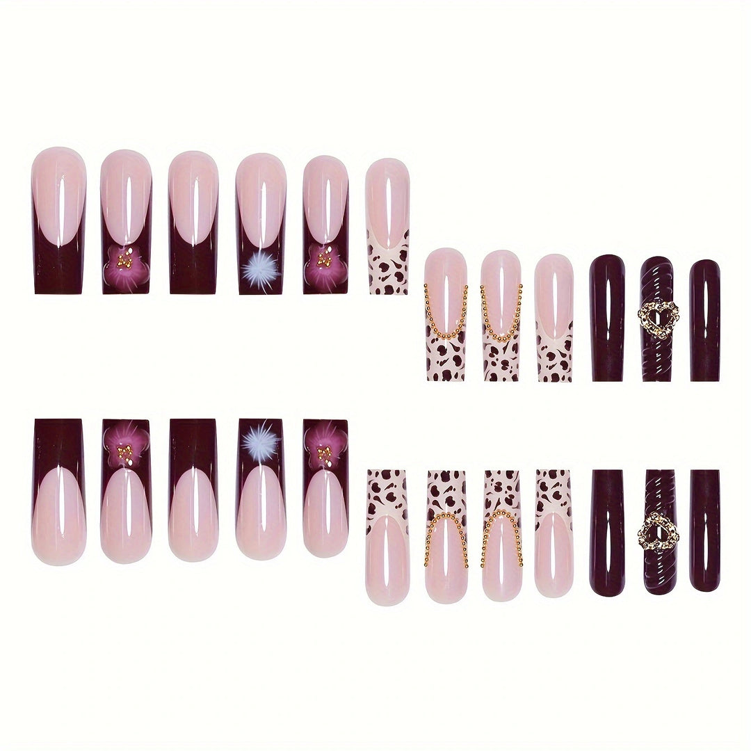 Artistic Leopard and Floral Press-On Nails Kalsten