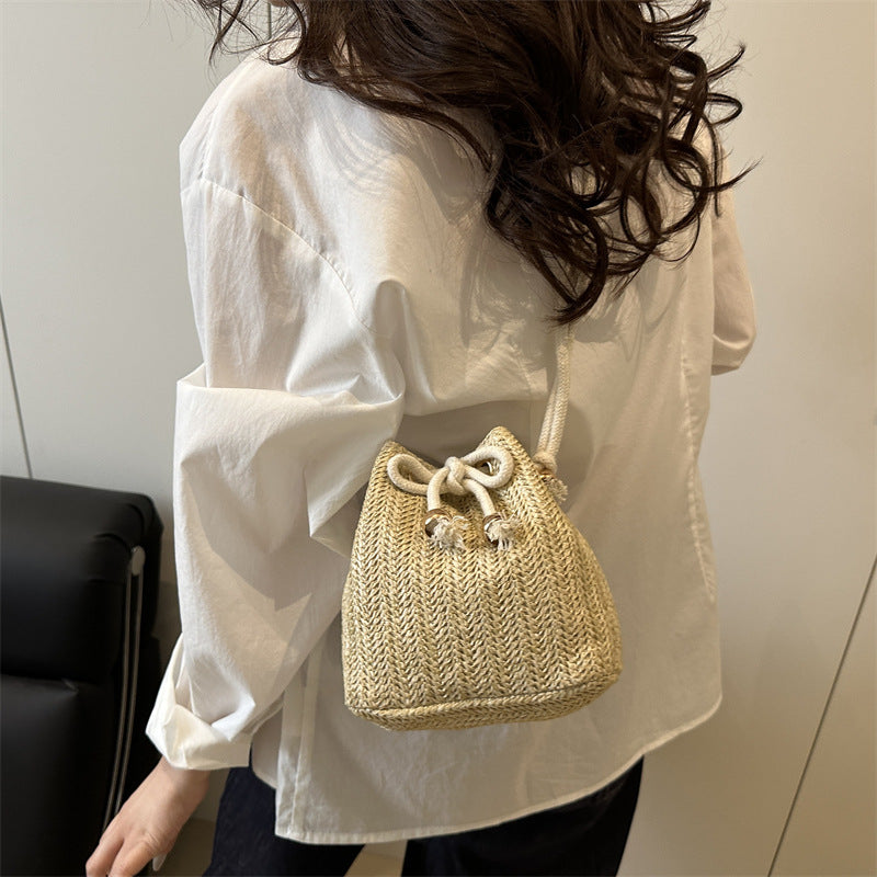Bohemian Straw Bucket Bag Kalsten