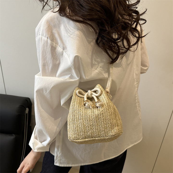 Bohemian Straw Bucket Bag Kalsten