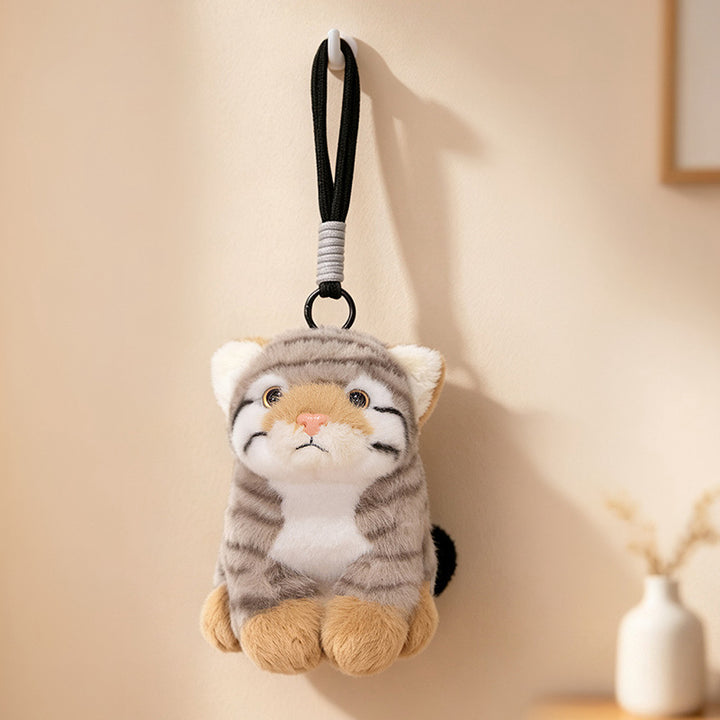 Plush Snow Leopard Bag Charm with Soft Faux-Fur and Detachable Strap Kalsten