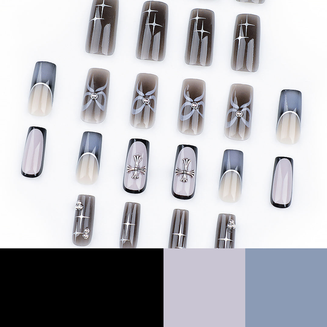 Artful acrylic nails with unique jewelry embellishments Kalsten