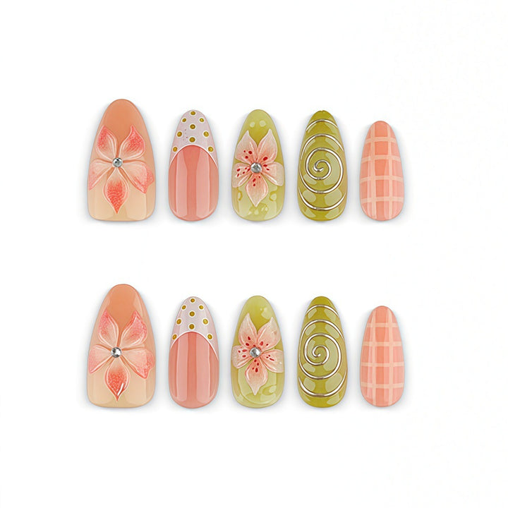 Artificial Nails in Floral Flower Design Kalsten